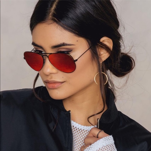 NEW Ray Ban Aviator Orange Red Mirrored Sunglasses - Picture 8 of 9